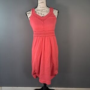 Athleta Crochet Summer Sweater Dress Mid Length Lined Coral Size XS